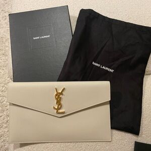 Saint Laurent uptown pouch envelope YSL leather pouch medium